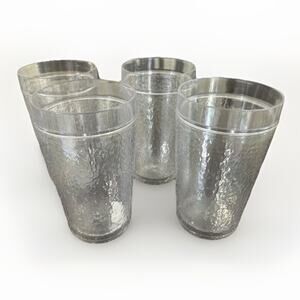 (4) 16 oz Double Wall Hammered Tumbler ThermoServ Cup Clear Acrylic Wide Mouth